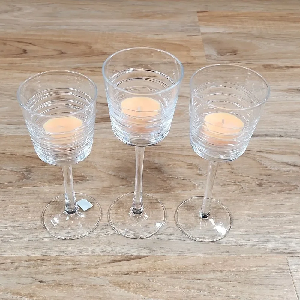 🔸️🔸️NIB PartyLite Clear Lines Votive Holder Trio - Picture 4 of 15